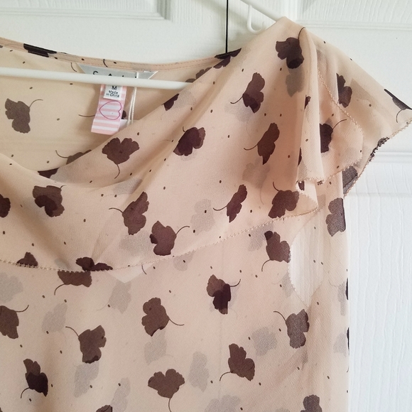 NWT CAbi Playfall Me 981 Sheer Blouse Leaf Medium - Picture 4 of 8